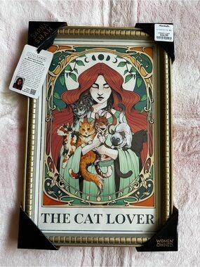 The Cat Lover Framed Art Print - Red & Green - Sapna Shah